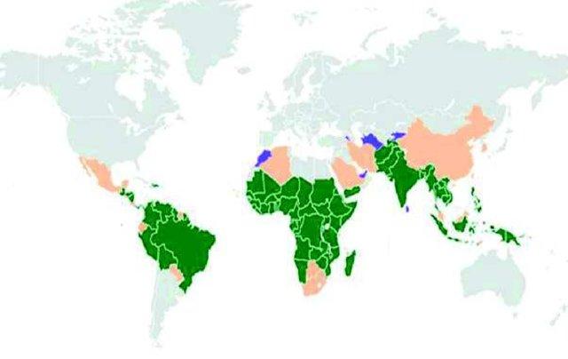 map of countries where malaria is endemic