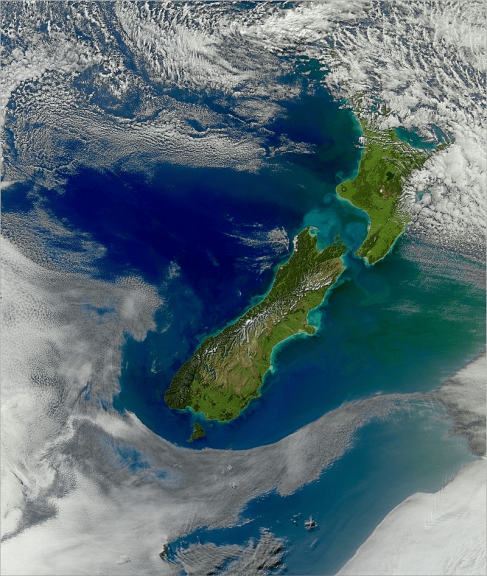 New Zealand satellite view