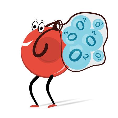 red blood cell carrying oxygen cartoon